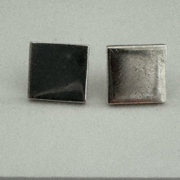 Vintage Taxco Earrings Sterling Silver 925 TS-22 Squared Mexico Post Stud 9.5g - Picture 7 of 12